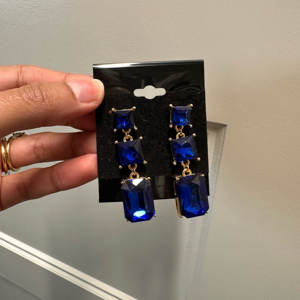 Blue and Gold Drop Earrings